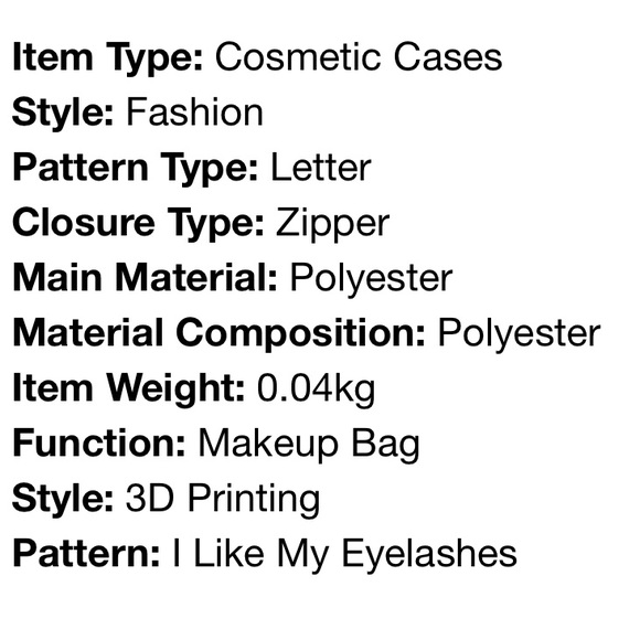 I Like My Eyelashes Makeup Bag - Picture 7 of 7